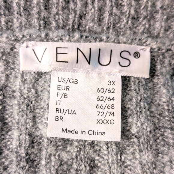 Venus Asymmetrical Maxi Gray Sweater Dress, Size 3X - Picture 5 of 9